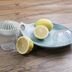 Storcator citrice manual cu recipient, awwaline, gri, plastic, filtru pentru pulpa, usor de curatat, portabil, 150 ml - Img 3