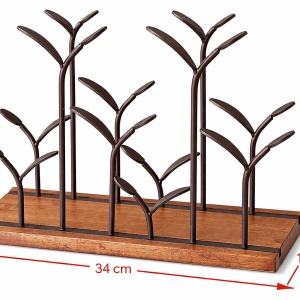 Suport 6 sticle de vin, awwaline, maro, lemn natural si otel, design modern, 34 x 16 x 25 cm - Img 6