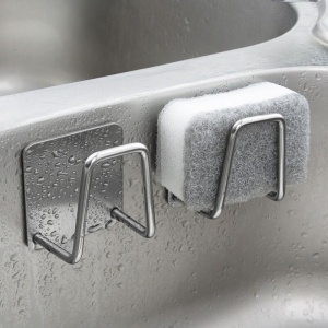 Suport autoadeziv multifunctional pentru bucatarie, awwaline, gri, ideal pentru burete de vase, capace, tocatoare, 5 x 5 cm - Img 2