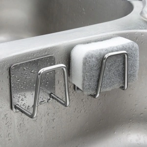 Suport autoadeziv multifunctional pentru bucatarie, awwaline, gri, ideal pentru burete de vase, capace, tocatoare, 5 x 5 cm - Img 2