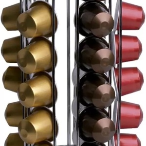 Suport metalic 30 capsule cafea, argintiu, 9.5 x 25 cm, compatibil Nespresso, Lavazza - Img 4