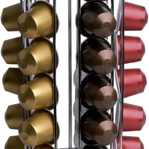 Suport metalic 30 capsule cafea, argintiu, 9.5 x 25 cm, compatibil Nespresso, Lavazza - Img 4