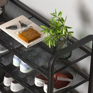 Suport metalic pentru incaltaminte cu 4 etaje, awwaline, negru, 80 x 28 x 75 cm - Img 3