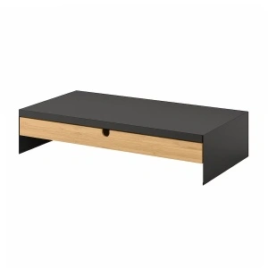 Suport monitor cu sertar, negru, 47 x 26 x 10 cm, fanta cabluri, compartimente depozitare