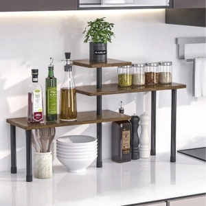 Suport organizator cu 3 nivele, awwaline, lemn, Maro/Negru, rotativ, 66 x 17.5 x 38 cm - Img 4