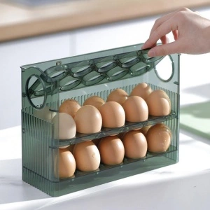 Suport organizator oua pentru frigider, awwaline, verde, capacitate 30 oua, 26 x 10 x 20 cm - Img 3