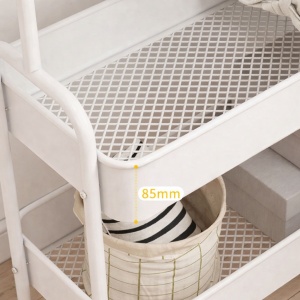 Suport portabil pentru haine si umerase, awwaline, alb, 2 compartimente, 2 carlige, 159 x 67 x 30 cm - Img 4