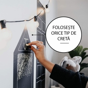 Tabla scolara sub forma de autocolant pentru scris cu creta, awwaline, neagra, 5 crete, 45 x 200 cm - Img 6