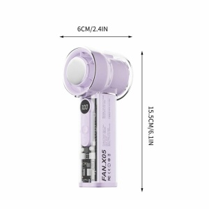 Ventilator portabil cu 5 viteze, awwaline, roz, racitor de aer, efect de gheata, afisaj digital, 3000mAh viata lunga, incarcare rapida TYPE-C, cu snur - Img 5
