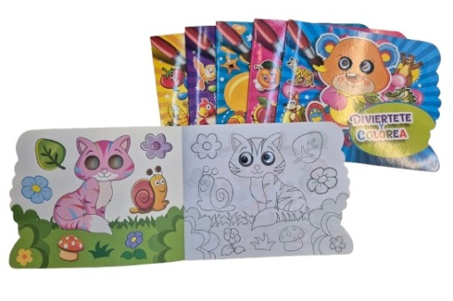 Caiet de colorat cu ochi mobili A4 8 file