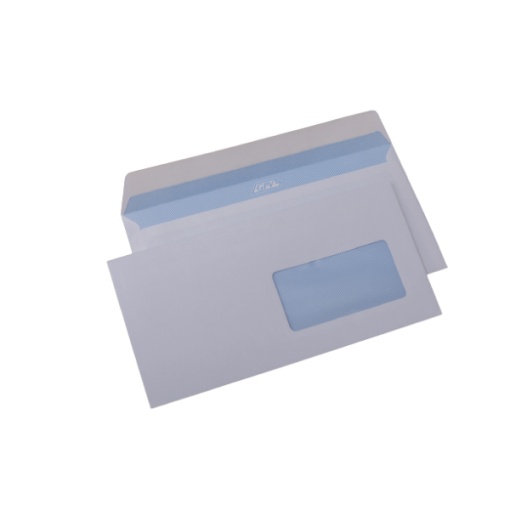 Plic cu fereastra DL GPV 122343, alb, 80g/mp, 110x220mm, siliconic, cu fereastra dreapta, cutie 1000 buc