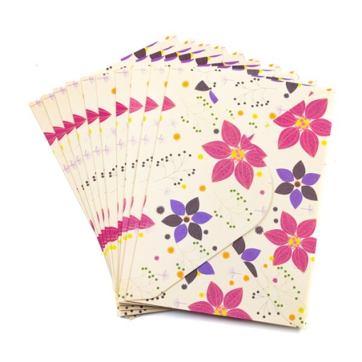 Plic color CNX, diverse culori, 110x160mm, autoadeziv, model cu flori, set 10 buc