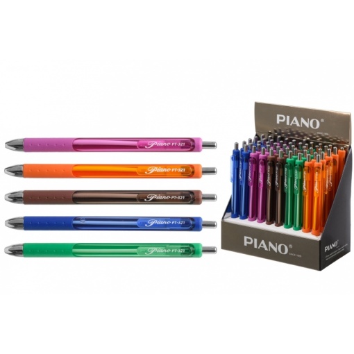 Pix PIANO cu mecanism, vârf 0.7mm, corp color transparent, Albastru PT-321