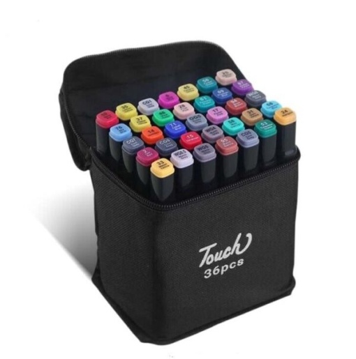 Set 36 de carioci profesionale cu 2 capete, in suport textil
