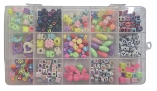 Set bratari craft, cutie dreptunghiulara, 15 compartimente