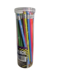 Creion HB cu radiera, corp color, 36 buc / borcan - V0158