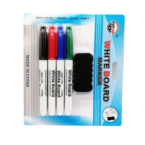 Set 4 Markere Whiteboard, plus burete, rosu, verde, negru si albastru