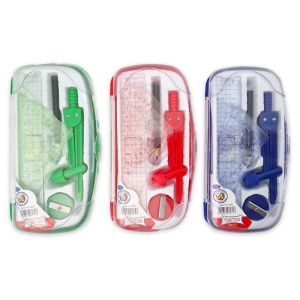 Trusă geometrică plastic, 8 piese