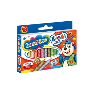 Creioane cerate Bambino 201, 18 culori, blister carton