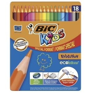 Creioane colorate Bic Kids Evolution, 18 culori, blister carton