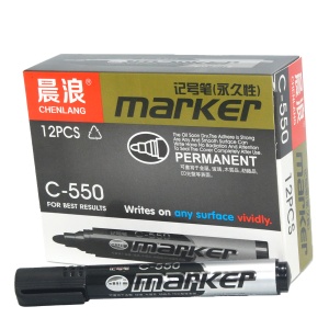 Marker permanent rotund, vârf 2mm, Negru