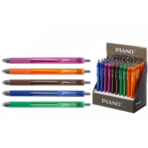 Pix PIANO cu mecanism, vârf 0.7mm, corp color transparent, Albastru PT-321