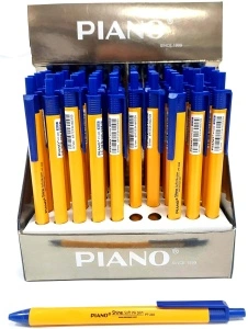 Pix PIANO cu mecanism, varf 0.7mm, corp galben, Albastru PT-208
