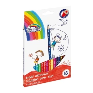 Creioane colorate Fiorello Soft 170-2187, triunghiulare, 18 culori, blister carton