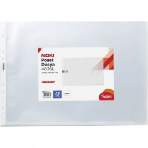 Folie de protectie Noki 4836-L, A3, landscape, 80 microni, plastic, transparent, set 25 buc