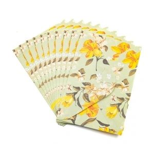 Plic color CNX, diverse culori, 110x160mm, autoadeziv, model cu narcisa, set 10 buc