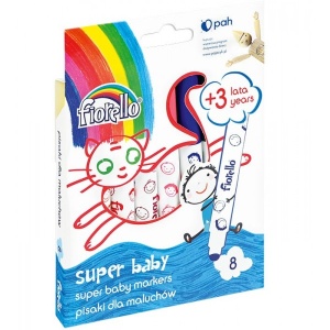 Carioci colorate Fiorello SuperBaby GR-F165-8, 8 culori, lavabile, blister carton