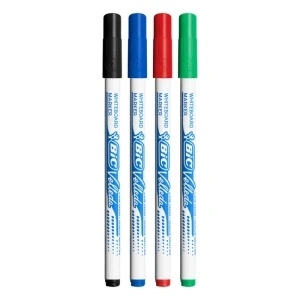 Marker tabla Bic Velleda 1721, varf rotund, 1.5mm, set 4 culori (verde, negru, albastru, rosu) - Img 2