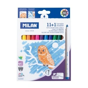 Carioci colorate MILAN Erasable 80093, 12 culori, varf 5mm