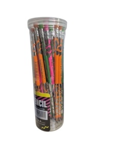 Creion HB cu radiera, corp color, 36 buc / borcan - V0159