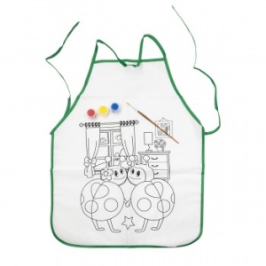 Sort protectie haine, pentru pictura, cu model pentru colorat, +3 culori si pensula, 37X46 cm