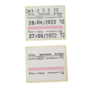 Etichete dublu adezive 32 x 28 mm sterilizare abur, rola 500 buc - Img 2