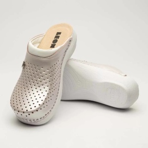 Saboti medicali, unisex, din piele, alb perlat, Leon PU100 - Img 4