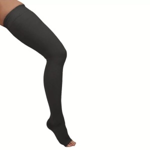 Ciorapi medicali compresie medie, pana la coapsa, cu varf deschis, 18-22 mmHg, negru - ARS11