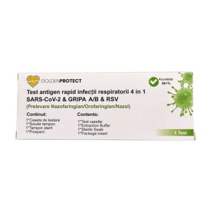 Test rapid combo 4 in 1, Gripa A+B + Covid 19 + RSV, prelevare orofaringian, nazofaringian si nazal