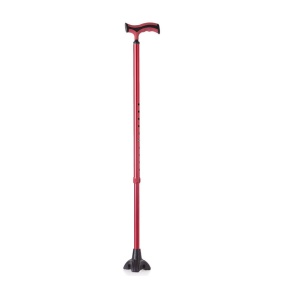 Baston reglabil din aluminiu cu pufar tip stea, rosu - RP191