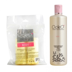 Kit Lichid anticelulitic cu efect termic de incalzire + 2 bandaje impregnate