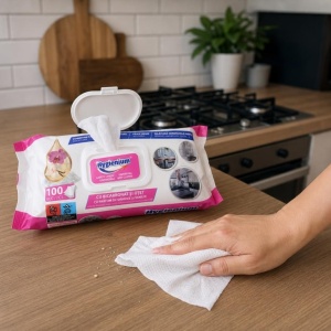 Lavete umede universale Hygienium cu bicarbonat si otet, Orhidee & Vanilie, 100 buc - Img 2