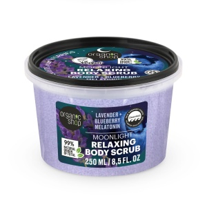 Scrub de corp relaxant Organic Shop cu lavanda, afine si melatonina 250 ml