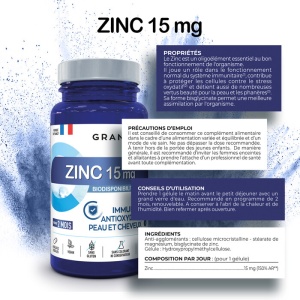Zinc bisglicinat 15mg, 60 capsule vegetale - Granions Franta - Img 2