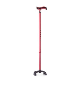 Baston reglabil din aluminiu cu pufar baza in patru puncte, rosu - RP192