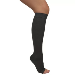 Ciorapi medicali compresie medie, pana la genunchi, cu varf deschis, 18-22 mmHg, negru - ARS10