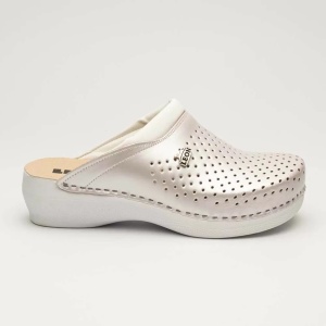Saboti medicali, unisex, din piele, alb perlat, Leon PU100 - Img 5
