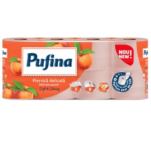 Hârtie igienica PUFINA COLOR Piersica 3 straturi