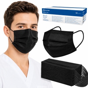 Masti medicale de unica folosinta OPERO tip IIR, 3 straturi, Negre