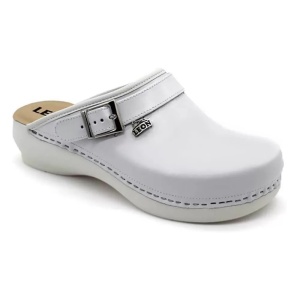 Saboti medicali, unisex, din piele neperforata, alb, Leon PU101
